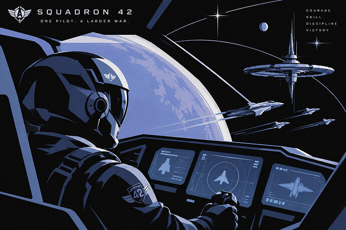 Squadron 42 pilot inside a cinematic spaceship cockpit