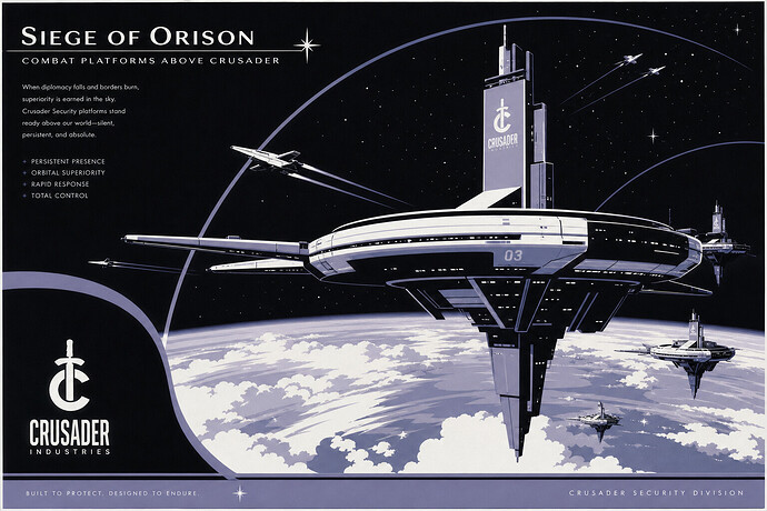 Siege of Orison combat platforms floating above Crusader's clouds
